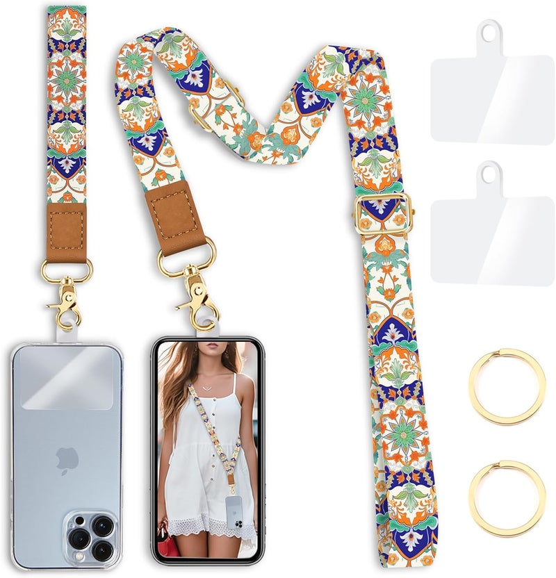 Yonlevres Phone Lanyard Crossbody Wrist Strap, Boho Bohemian Cell Phone Lanyards for around the Neck Wristlet Adjustable Strap for Women Keys Case ID Badges Accessories - Image 1